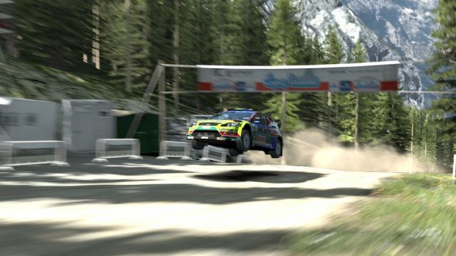 Ford Focus WRC getting air at Eiger Nordwand K Trail